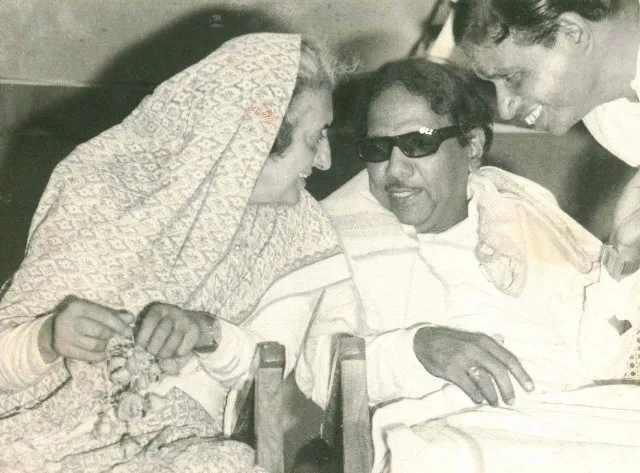 karunanidhi with indhira gandhi